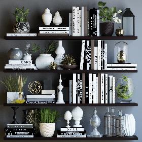 3D模型-Books shelves decor set